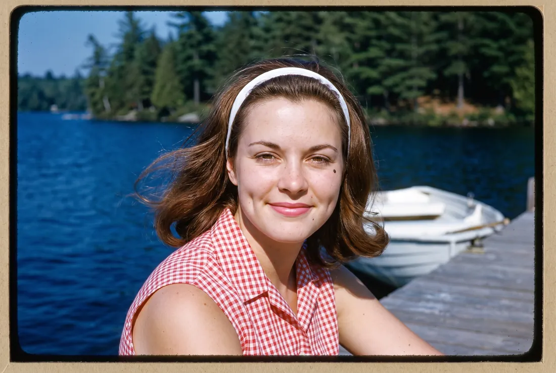 Peggy at twenty-one on the dock at the Lawson cottage on Crooked Lake, July 1962.